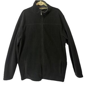 St. Johns Bay Mens XLT Full Zip Plush Fleece Jacket Black Collared Sweatshirt
